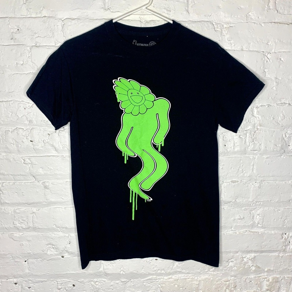 2019 Billie Eilish X Takashi Murakami Band T Shirt Tee Black Green‎ Flower Sz S
